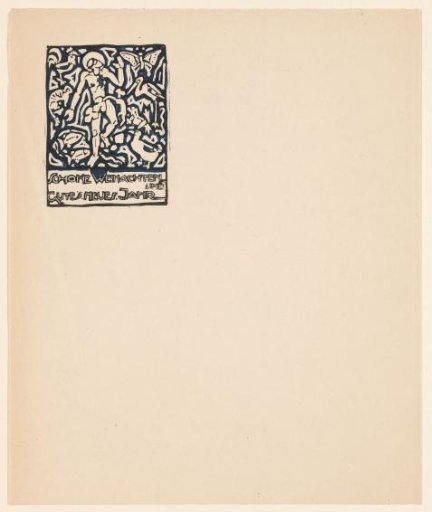 Christmas card with a human figure and animals