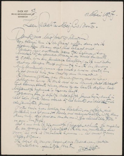 Letter to Mien Cambier van Nooten