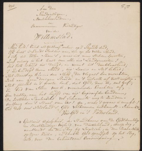 Poem to Carel baron van Boetzelaer