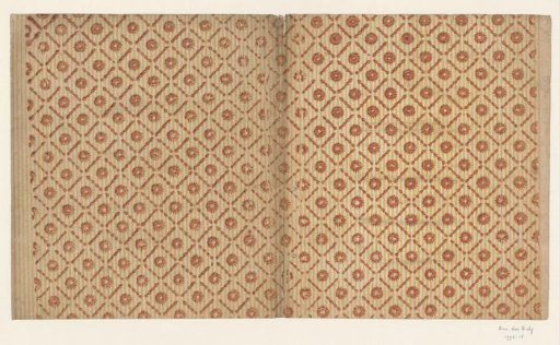 Sheet with a Grid Pattern with Rosette on a Striped Ground