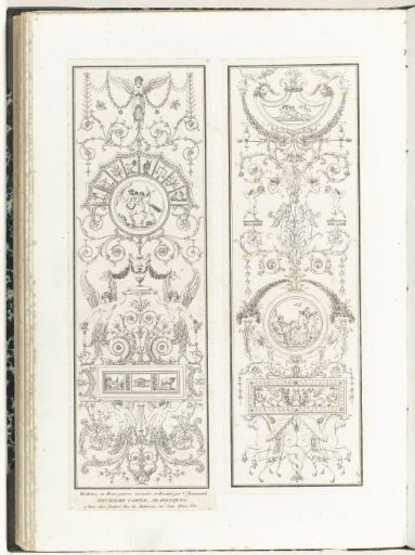 Two panels with modern grotesques