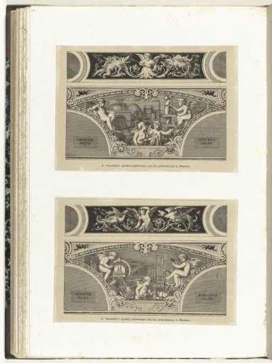 Two prints with working putti