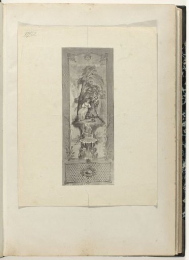 Panel with a man and woman by a waterfall