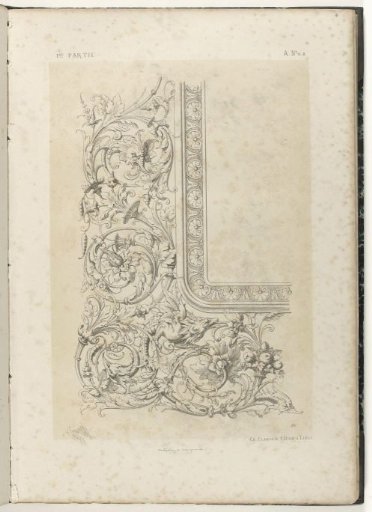 Quarter of a frame with leafy vines and flowers