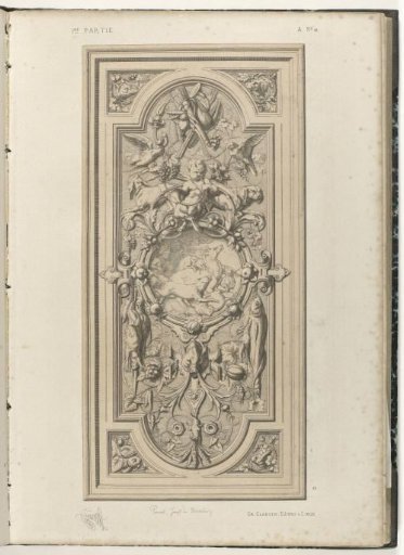 Panel with a hunting scene in a cartouche