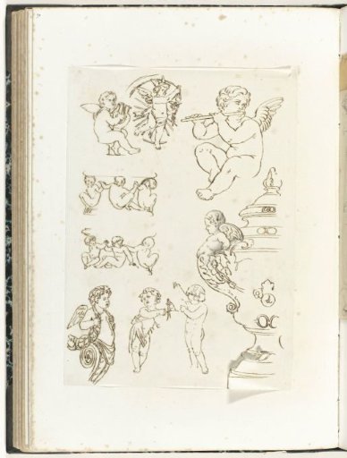 Nine Ornaments with Putti and Mercury