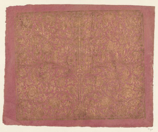 Sheet with a symmetrical pattern of scrolling vines and flowers