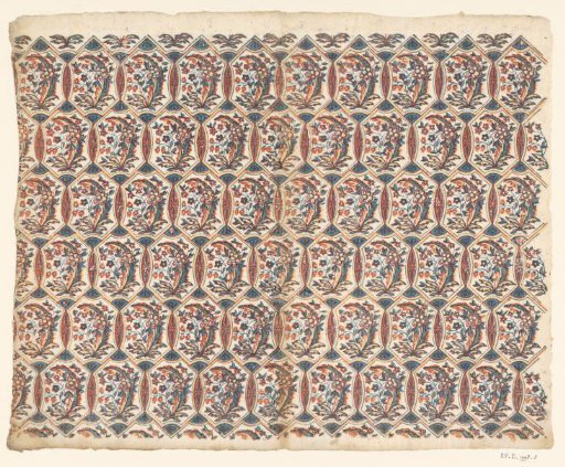 Sheet with Rows of Hexagonal Forms with Flowers