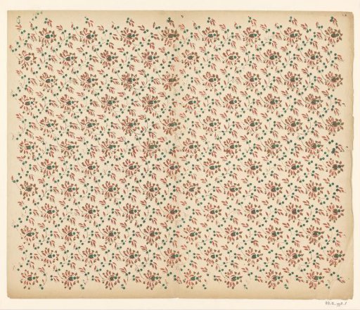 Sheet with Scatter Pattern of Vines with Flowers, Leaves, and Fruits