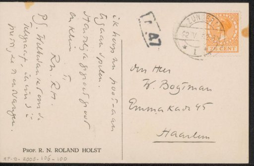 Postcard to Willem Bogtman