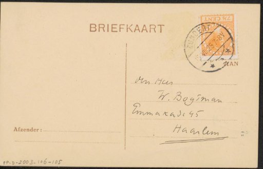 Postcard to Willem Bogtman