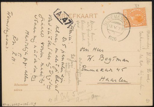 Postcard to Willem Bogtman