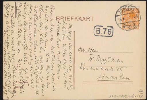 Postcard to Willem Bogtman