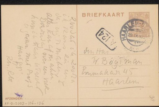 Postcard to Willem Bogtman