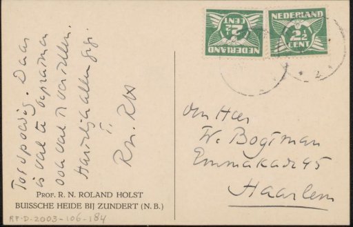 Postcard to Willem Bogtman