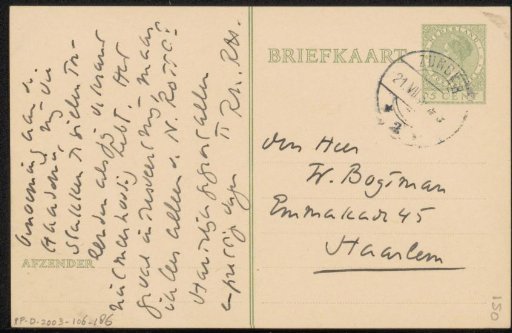 Postcard to Willem Bogtman