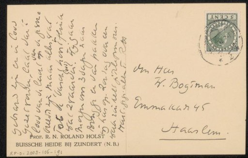 Postcard to Willem Bogtman