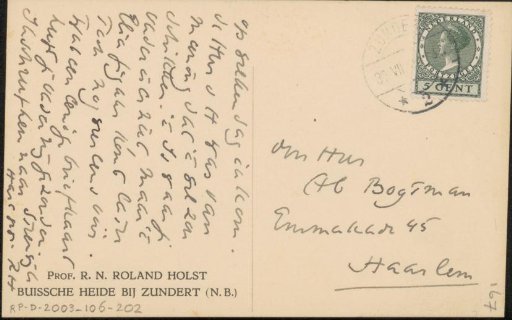 Postcard to Ab Bogtman