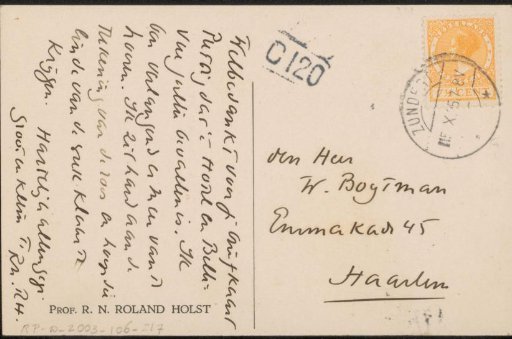 Postcard to Willem Bogtman