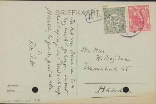 Postcard to Willem Bogtman