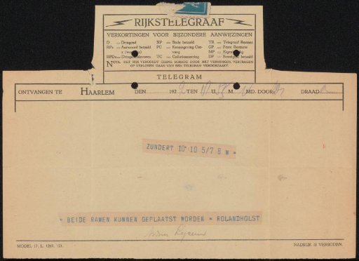 Telegram to Willem Bogtman
