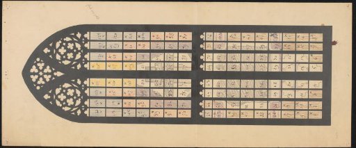 Color scheme with numerical notation for a stained-glass window