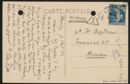 Postcard to Willem Bogtman
