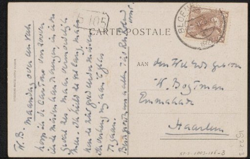 Postcard to Willem Bogtman
