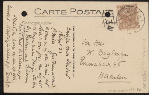 Postcard to Willem Bogtman