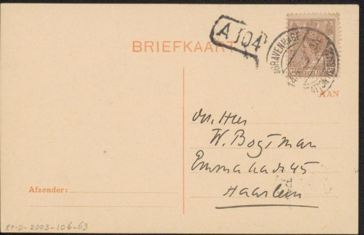 Postcard to Willem Bogtman