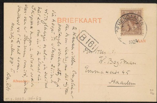 Postcard to Willem Bogtman