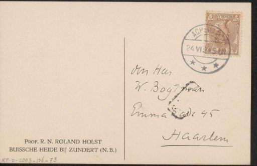 Postcard to Willem Bogtman