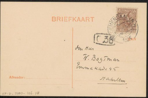 Postcard to Willem Bogtman