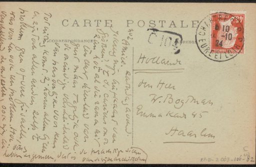 Picture postcard to Willem Bogtman