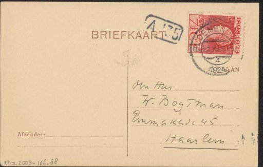 Postcard to Willem Bogtman