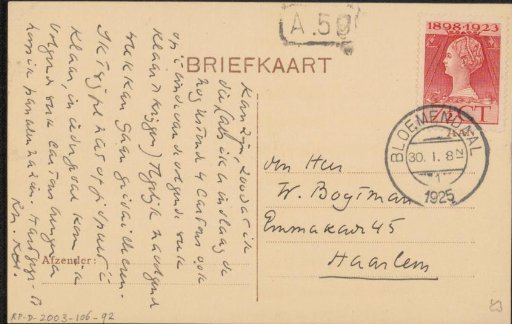 Postcard to Willem Bogtman