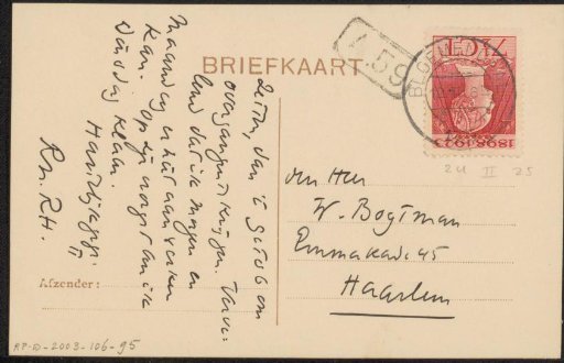 Postcard to Willem Bogtman