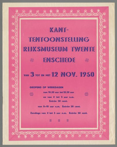 Poster for the embroidery exhibition at the Rijksmuseum Twente, 1950
