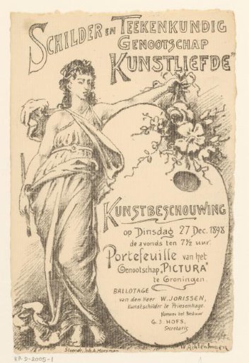 Invitation of the Painter and Drawing Society "Kunstliefde" for an art viewing, 27 December 1898