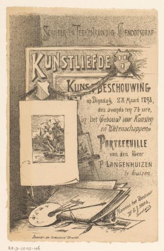 Invitation of the Painter and Drawing Society "Kunstliefde" for an art viewing, 28 March 1893