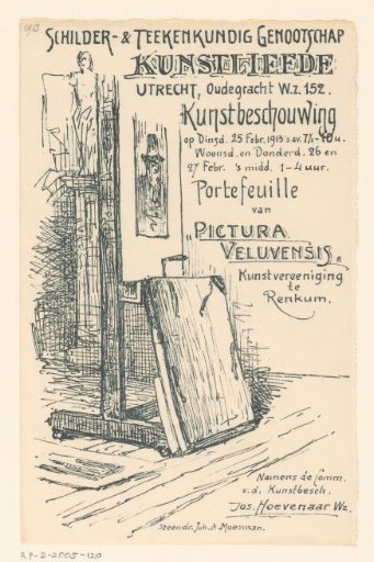 Invitation of the Painter and Drawing Society "Kunstliefde" for an art viewing, 25-27 February 1913