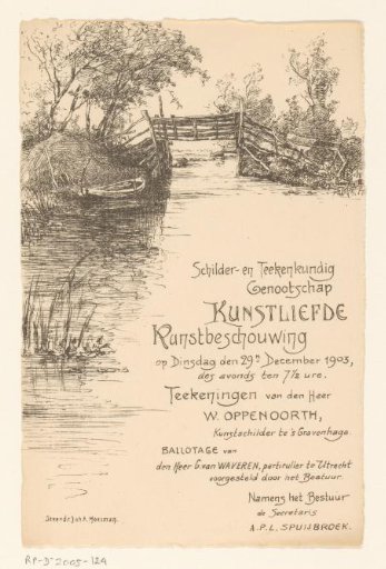 Invitation of the Painter and Drawing Society "Kunstliefde" for an art viewing, 29 December 1903
