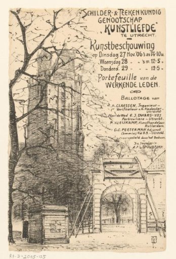 Invitation of the Painter and Drawing Society "Kunstliefde" for an art viewing, 27, 28 and 29 November 1906