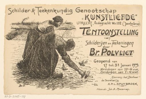 Invitation of the Painters' and Draftsmen's Society "Kunstliefde" for an exhibition of the work of Barend Polvliet, 17-31 January 1909