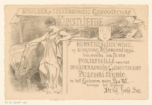 Invitation of the Painter and Drawing Society "Kunstliefde" for an art viewing, 30 January 1894