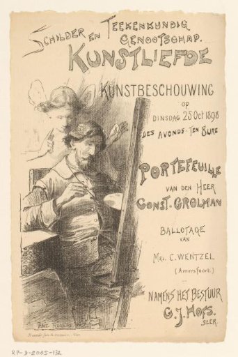 Invitation of the Painter and Drawing Society "Kunstliefde" for an art viewing, 25 October 1898