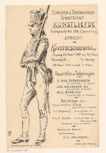 Invitation of the Painter and Drawing Society "Kunstliefde" for an art viewing, 22-23 and 28 March 1910