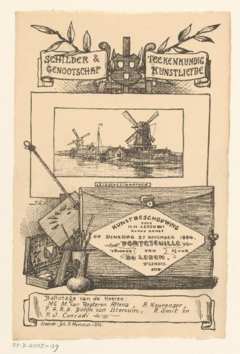 Invitation of the Painter and Drawing Society "Kunstliefde" for an art viewing, 27 November 1894