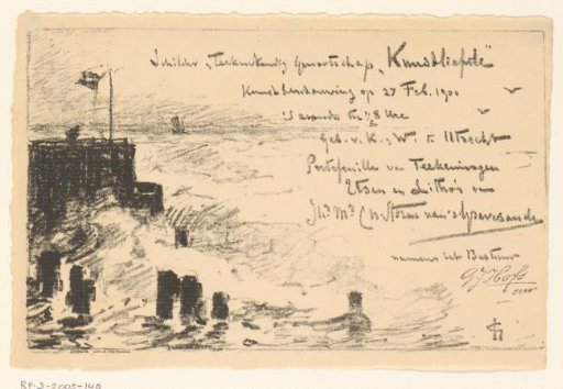 Invitation of the Painter and Drawing Society "Kunstliefde" for an art viewing, 27 February 1900