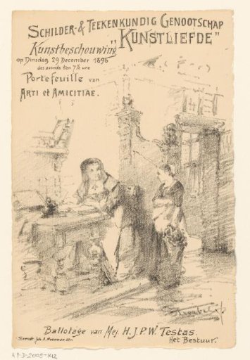 Invitation of the Painter and Drawing Society "Kunstliefde" for an art viewing, 29 December 1896
